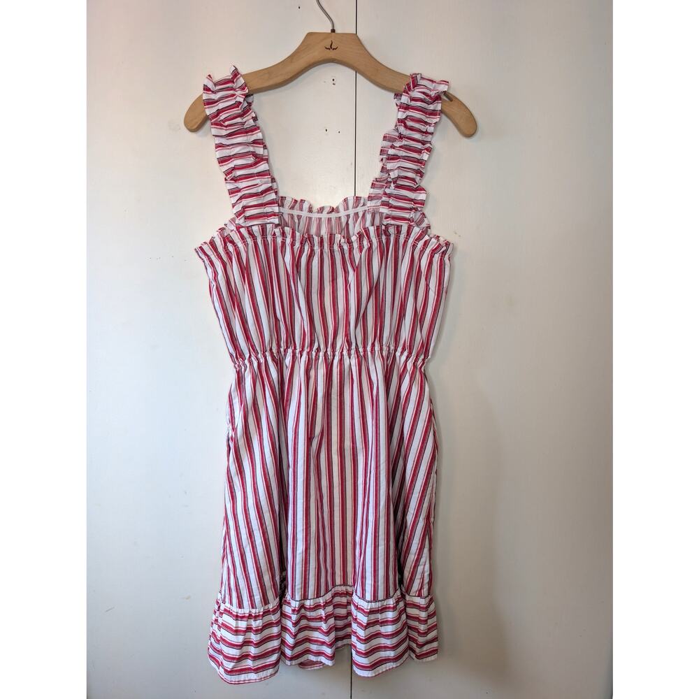 Doe & Rae Red & White Striped Ruffled Dress - Picture 2 of 9
